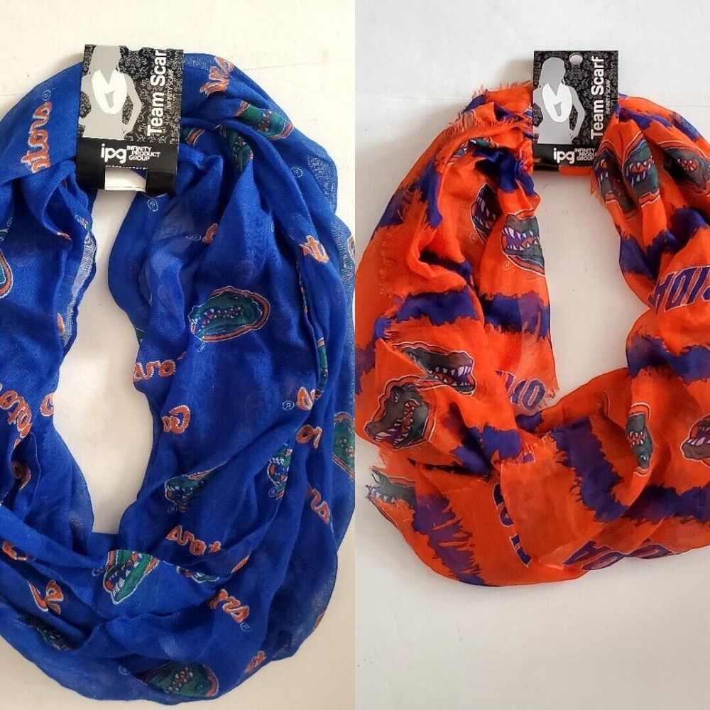 Set Of 2 Florida Gators Women's Infinity Loop College Scarfs Blue & Orange NWT